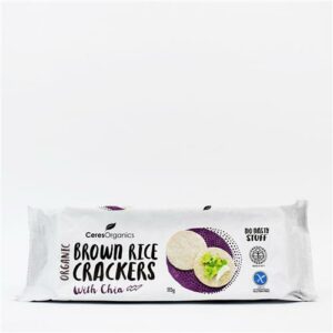 Ceres Brown Rice Crackers Chia 115g Certified Organic