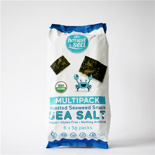 Honest Sea Seaweed Snack Sea Salt 6 Pack 30g