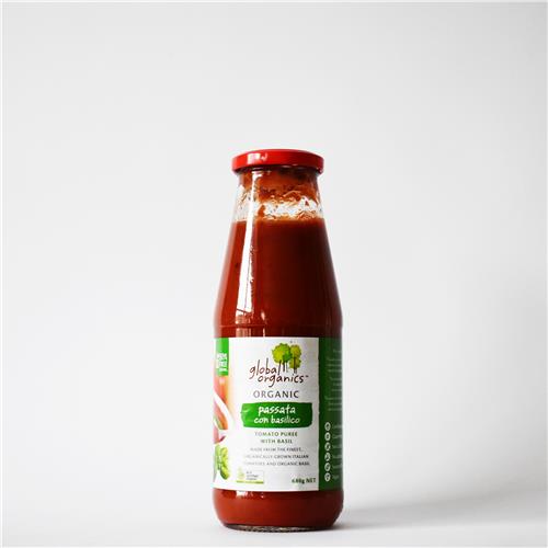 Global Organics Tomato Passata Con Basilico 680g