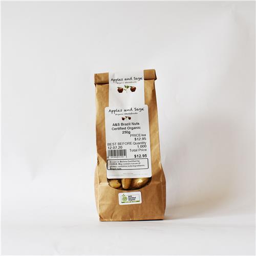 A&S Brazil Nuts Raw Certified Organic 250g