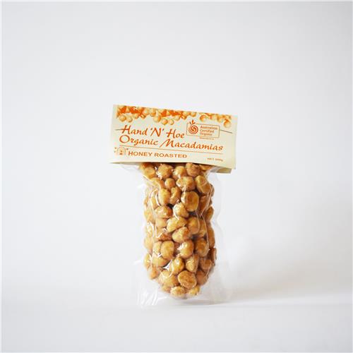 Hand 'n' Hoe Macadamia Nuts Honey Roasted 200g Certified Organic