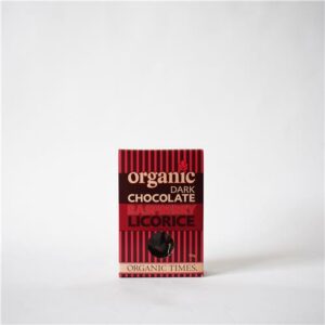 Organic Times Dark Choc Raspberry Licorice 150g .