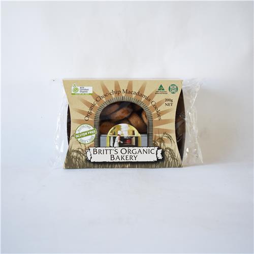 Britt's Cookies Spelt Choc Chip Macadamia Certified Organic 200g