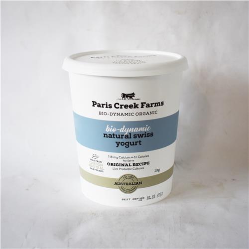 Paris Creek Yoghurt Natural Swiss 1kg Certified Biodynamic