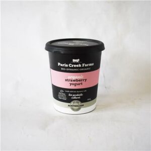 Paris Creek Yoghurt Strawberry Black Tub 500g. Certified Organic