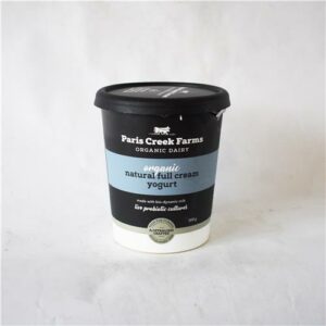 Paris Creek Yoghurt Natural Full Cream Black Tub 500g Certified Organic