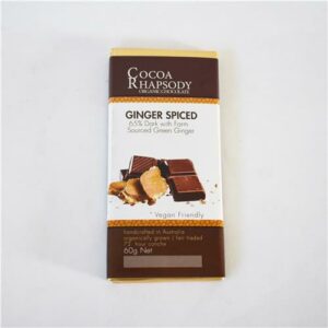 Cocoa Rhapsody Ginger 65% 60g Duluxe Chocolate