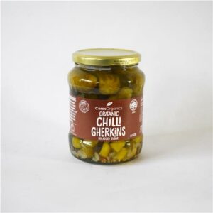Ceres Gherkins Spicy Chilli Whole No Added Sugar 670g Certified Organic