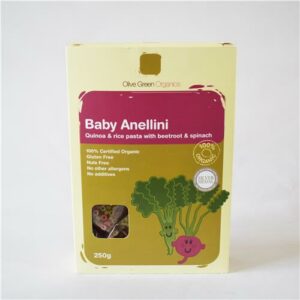 Olive Green Organics Baby Anellini Plain Quinoa and Rice Pasta 250g.Certified Organic
