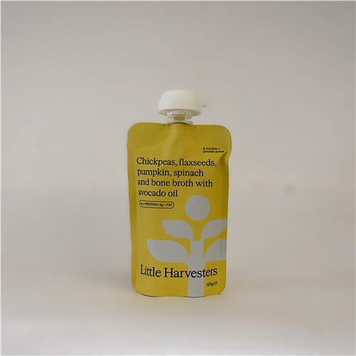 Little Harvesters Puree Pouch Chickpeas Flax & Pumpkin 120g