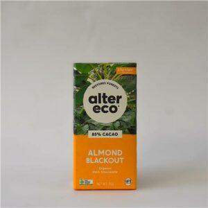Alter Eco Chocolate Dark Almond Blackout 85% 75g Certified Organic