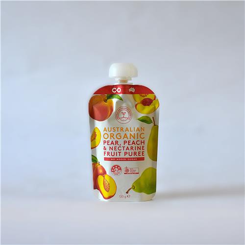 AOFC Fruit Puree Pear Peach & Nectarine 120g Certified Organic