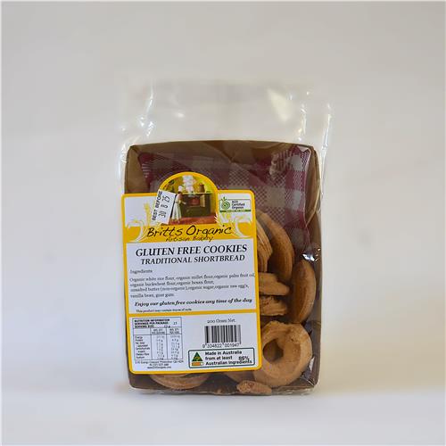 Britt's Cookies Vanilla Shortbread GF 200g Certified Organic