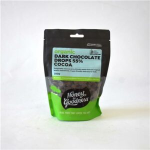 Honest 2 Goodness Dark Choc Drops 55% 250g Certified Organic